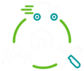 Verlässlich – BWE Service und Koordination Symbol für den BWE-Unternehmenswert Verlässlichkeit mit Haus, Lieferung und Montage