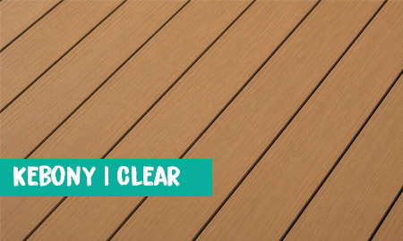 Kebony Clear Terrassendielen – elegante und astfreie Holzoptik Nahaufnahme von Kebony Clear Terrassendielen in gleichmäßigem Braunton mit feiner Holzmaserung und nahezu astfreier Oberfläche.